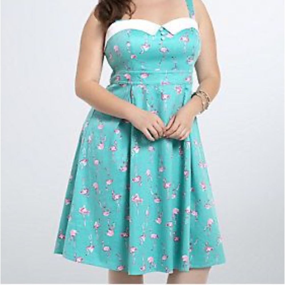 Flamingo Print Retro Dress, Size 12